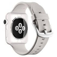 Apple Watch Sport Band 38mm, UMTELE Soft Silicone Replacement iWatch Bands Sport Strap with Buckle Clasp for Apple Watch Sport, Series 2, Series 1, Fog