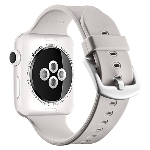 Apple Watch Sport Band 38mm, UMTELE Soft Silicone Replacement iWatch Bands Sport Strap with Buckle Clasp for Apple Watch Sport, Series 2, Series 1, Fog