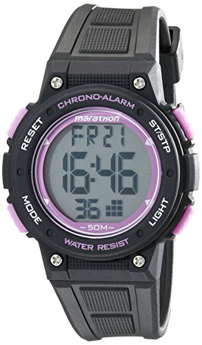 Marathon by Timex Unisex TW5K84700 Digital Mid-Size Black/Purple Resin Strap Watch