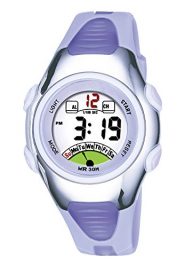Outdoors Sports Digital Womens Watches Multi Functions Led Water Resistant Wirst Watch for Women Silver/Purple