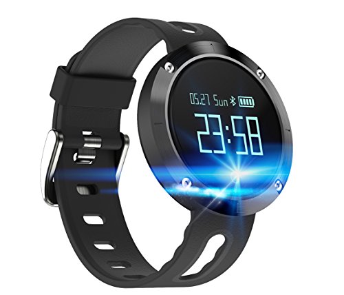 X-CHENG Fitness Tracker- Activity Monitor and Sleeping Management – Heart rate monitor Blood pressure Tracker Pedometer with IP67 Waterproof OLED Touch Screen – for Android and iOS (Black)