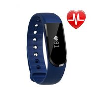 LETSCOM Fitness Tracker Watch, Bluetooth 4.0 Heart Rate Monitor Bracelet, IP67 Waterproof Touch Screen Smart Bands with Activity Tracker for iPhone Android Smartphone Blue