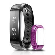 Fitness Tracker, Coffea C2 Activity Wristband : Bluetooth Wireless Smart Bracelet, Waterproof Pedometer Activity Tracker Watch with Replacement Band for IOS & Android Smartphone (Back+ Purple strap)