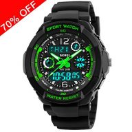 Viliysun Child Watch Multi Function Digital LED Sport Waterproof Electronic Quartz Watches for Boy Girls Kids Gift Green