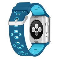 Apple Watch Breathable Band 42mm, UMTELE Silicone Replacement Wristband Sport Strap with TPU Protective Case for Apple Watch Nike+, Series 2, Series 1, Sport, Edition, Blue Orbit/Gamma Blue