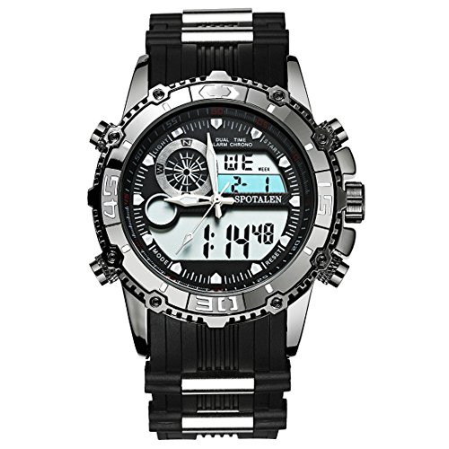 SPOTALEN Men’s Digital Sports Watches, Military Multi-functional Black Waterproof Wrist Watches with LED