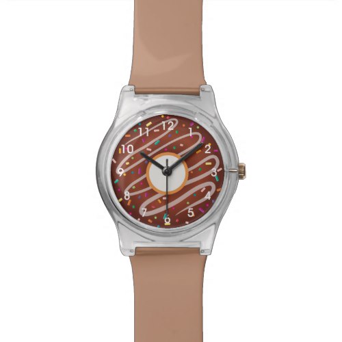Chocolate Donut with Rainbow Sprinkles Wrist Watch