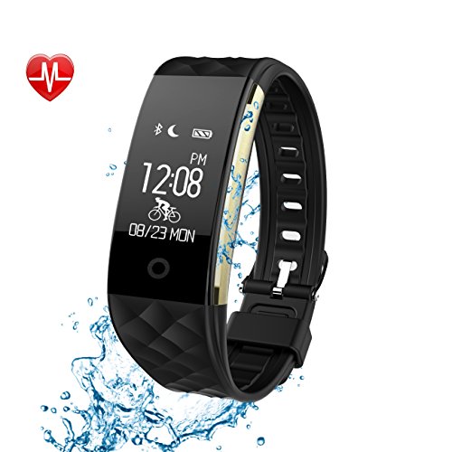 Fitness Tracker Heart Rate Monitor Activity Health Tracker Waterproof Smart Wristband Band with Pedometer Sleep Monitor Step Calorie Counter Bluetooth Bracelet for Swimming Bicycling (Black)
