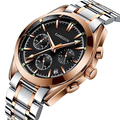 KASHIDUN.Men’s Watch Luxury Top Brand Quartz Analog Army Waterproof Watch Carlendar Date-RoseGold.918-JH