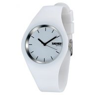 CakCity Women Sport Casual Watches Analog Quartz Water Resistant Fashion Wrist Watch,Simple Watch with White Silicone Band