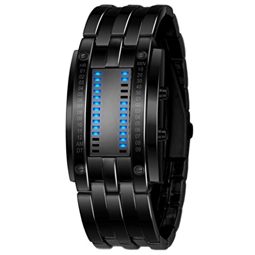 Binmer(TM)Luxury Men Watch Stainless Steel Date Digital LED Bracelet Sport Watches Black