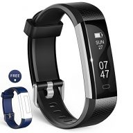 Fitness Tracker, Wesoo K1 Fitness Watch : Activity Tracker Smart Band with Sleep Monitor, Smart Bracelet Pedometer Wristband with Replacement Band for iOS & Android (Black+Blue Band)