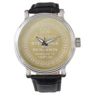 50th Wedding Anniversary Personalized gold Wrist Watch