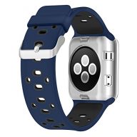 Apple Watch Breathable Band 42mm, UMTELE Silicone Replacement Wristband Sport Strap with TPU Protective Case for Apple Watch Nike+, Series 2, Series 1, Sport, Edition, Obsidian/Black