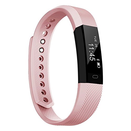 Fitness Tracker TopBest Bluetooth Call Remind Remote Self-Timer Slim Smart Bracelet Calorie Counter Wireless Pedometer Band Sport Sleep Monitor Activity Tracker For Android iOS Phone (Pink)