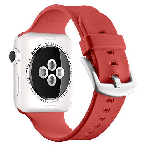Apple Watch Sport Band 38mm, UMTELE Soft Silicone Replacement iWatch Bands Sport Strap with Buckle Clasp for Apple Watch Sport, Series 2, Series 1, Red