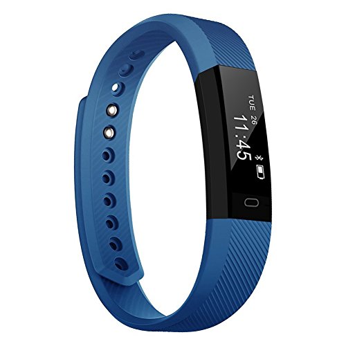 Fitness Tracker TopBest Bluetooth Call Remind Remote Self-Timer Slim Smart Bracelet Calorie Counter Wireless Pedometer Band Sport Sleep Monitor Activity Tracker For Android iOS Phone (Blue)