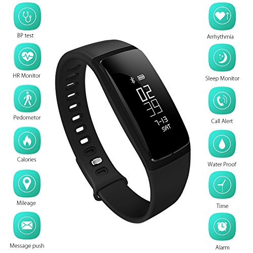 DOESIT Bluetooth Pedometer Bracelet Fitness Tracker Sport Smart Band with Blood Pressure Monitor