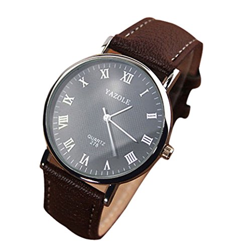 YANG-YI Luxury Fashion Faux Leather Quartz Analog Watch Watches Mens