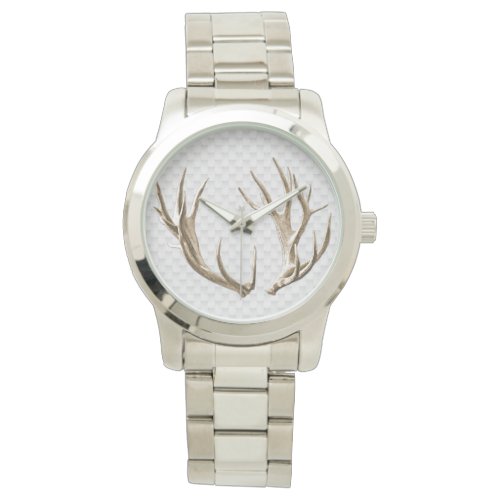 Deer Antlers on Gray Background Man's Watch