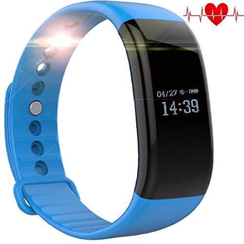 Fitness Tracker Watch, ToHayie Waterproof Fitness Tracker with Heart Rate Monitor Activity Bluetooth Bracelet Watch for Apple IOS Android Smartwatch with Sleep Monitoring Wristband Band Blue