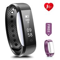 Fitness Tracker, Ronten R2-HR Heart Rate Activity Wristband Waterproof Bluetooth Smart Bracelet，Wireless Touch Screen Fitness Watch with Replacement Band for Android & IOS (Black+purple(strap))