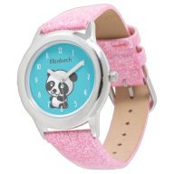 Personalized Cute Black and White Panda Bear Watch