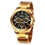 Gold Watches for Men, Men’s Gold Stainless Steel Luxury Analog Wrist Watch with Classic Black Dial