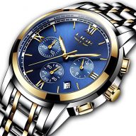 Mens Fashion Business Quartz Watches with Stainless Steel Band,LIGE Casual Analog Sport Wrist Watch