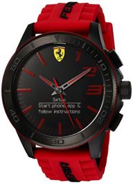 Scuderia Ferrari Men’s Quartz Stainless Steel and Silicone Smart Watch, Color:Red (Model: 830376)