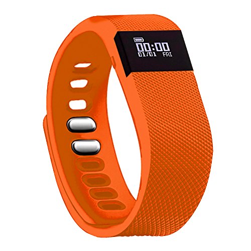 Fitness Tracker,Teslasz Bluetooth 4.0 Sleep Monitor Calorie Counter Pedometer Sport Activity Tracker for Android and IOS Smart Phone (Orange)