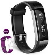Fitness Tracker, Wesoo K1 Fitness Watch : Activity Tracker Smart Band with Sleep Monitor, Smart Bracelet Pedometer Wristband with Replacement Band for iOS & Android (Black+Purple Band)