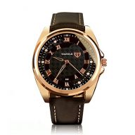 YAZOLE 342 Men Watches Luxury Famous Male Clock Quartz Watch Brown Leather Wrist Watch