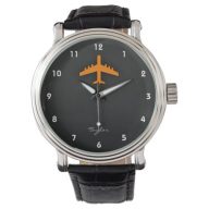 Orange Airplane Wrist Watch