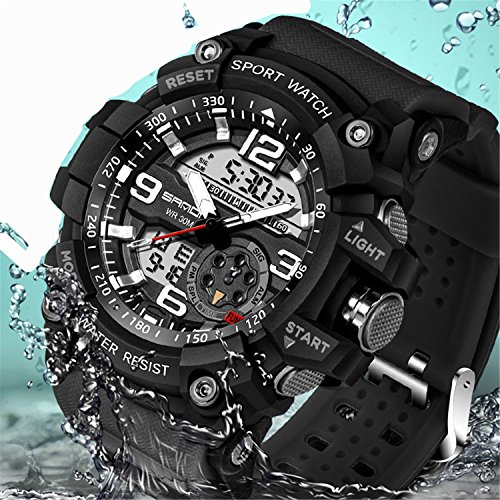 Wdnba Mens Watch Quartz Watch Military Watch Analog Digtal Wrist Watch Men’s Sport LED Dive Watches