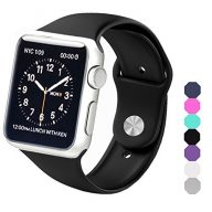 Sxciw Apple Watch Band, Soft Silicone Sports Replacement Wristband for Apple Watch (Black, 38mm-M/L)