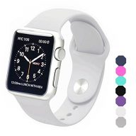 Sxciw Apple Watch Band, Soft Silicone Sports Replacement Wristband for Apple Watch (White, 38mm-S/M)