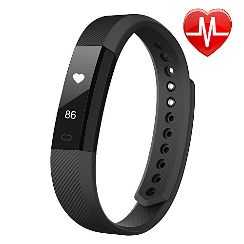 Fitness Tracker, LETSCOM Fitness Tracker Watch with Heart Rate Monitor,Slim Touch Screen and Wristbands, Wearable Waterproof Activity Tracker Pedometer,Black for Android and iOS