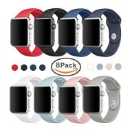 Sivir 38mm Soft Silicone Replacement Band Sport Strap for Apple Watch Series 2, Series 1, Sport, Edition, M/L Size (8 Pack)