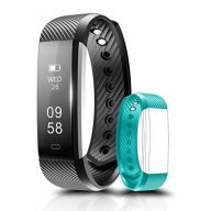 Fitness Tracker, Coffea C2 Activity Wristband : Bluetooth Wireless Smart Bracelet, Waterproof Pedometer Activity Tracker Watch with Replacement Band for IOS & Android Smartphone (Black+Teal strap)