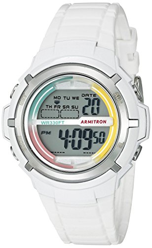 Armitron Sport Women’s 45/7045RNB Multi-Color Accented White Resin Strap Watch