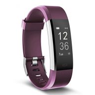 Fitness Tracker, MoreFit Slim HR Plus Heart Rate Smart Bracelet Pedometer Wearable Waterproof Activity Tracker Watch, Silver/ Purple