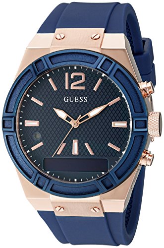 GUESS Women’s CONNECT Smartwatch with Amazon Alexa and Silicone Strap Buckle – iOS and Android Compatible –  Blue