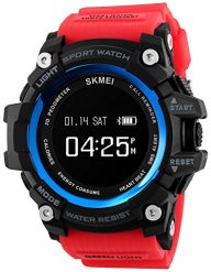 Men’s Smart Outdoor Sports Watches Heart Rate Remind Calories Waterproof Digital Red Straps Wristwatche