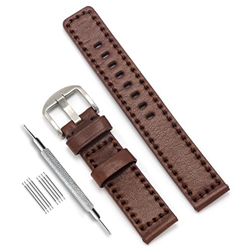 CIVO 20mm Handmade Genuine Leather Watch Bands Luxury Italy Calf Leather Watch Strap Dark Brown