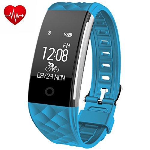 Fitness Tracker,Juboury Heart Rate Activity Trakcer Touch Screen Wearable Pedometer Bluetooth Smart Wristand with Sleep Monitor,Steps Counter,Calories Track for Android and IOS Smart Phones (Skyblue)