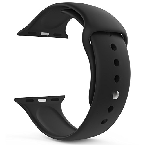 Yimzen Soft Silicone Sport iWatch Band Strap for Apple Watch Series 3 2 1 Sport & Edition 38mm S/M Black
