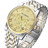 Men’s Stainless Steel Watch-Luxury Casual Analog Roman Quartz Calender Watch for Men by CUENA