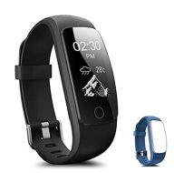 Fitness Tracker, Coffea H7-HR Activity Tracker : Heart Rate Monitor Wireless Bluetooth Smart Wristband Bracelet, Waterproof Fitness Watch with Replacement Band for Android & IOS (Black+Navy Band)