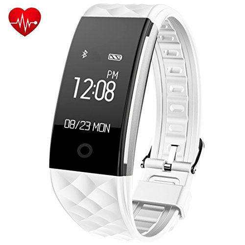 Fitness Tracker,Juboury Heart Rate Activity Trakcer Touch Screen Wearable Pedometer Bluetooth Smart Wristand with Sleep Monitor,Steps Counter,Calories Track for Android and IOS Smart Phones(White)